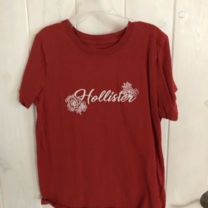 Hollister red succulent embroidered top